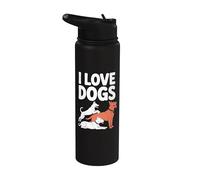 Diseño para amantes de las mascotas con texto en inglés "I Love Dogs" Stainless Steel Insulated Water Bottle
