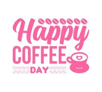 Diseño para el feliz día internacional del café. Calcomanías de pared de papel adhesivo 57.6x79.8cm Cultura del tatuaje Rosa