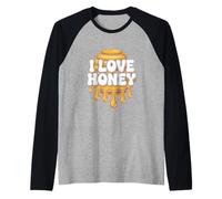 Diseño para entusiastas de la apicultura I Love Honey Camiseta Manga Raglan