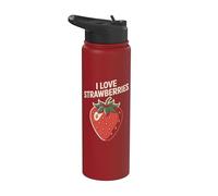 Diseño para entusiastas de la fruta I Love Strawberries Stainless Steel Insulated Water Bottle
