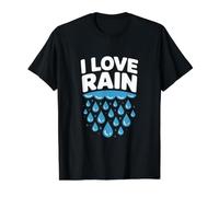 Diseño para entusiastas de Las Gotas de Lluvia I Love Rain Camiseta gráfica económica, Hombre, Negro, S