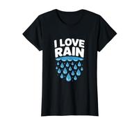 Diseño para entusiastas de Las Gotas de Lluvia I Love Rain Camiseta gráfica económica, Mujer, Negro, XL