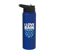 Diseño para entusiastas de las gotas de lluvia I Love Rain Stainless Steel Insulated Water Bottle