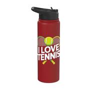Diseño para entusiastas del deporte I Love Tennis Stainless Steel Insulated Water Bottle