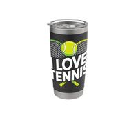 Diseño para entusiastas del deporte I Love Tennis Vaso térmico de acero inoxidable de doble pared