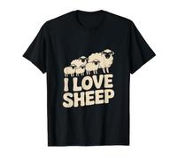 Diseño Pastoral con Texto I Love Sheep Camiseta gráfica económica, Hombre, Negro, S