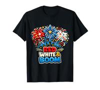 Diseño patriótico de Cielo de Fuegos Artificiales Rojo y Blanco Camiseta