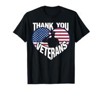 Diseño patriótico de corazón con texto "Thank You Veterans" Camiseta
