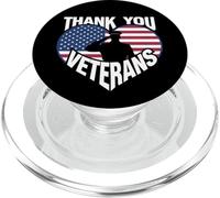 Diseño patriótico de corazón con Texto Thank You Veterans PopSockets PopGrip para MagSafe
