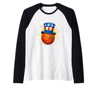 Diseño patriótico de Estrellas de Baloncesto Camiseta Manga Raglan