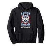 Diseño patriótico moderno de lobo de la sabiduría antigua Sudadera con Capucha