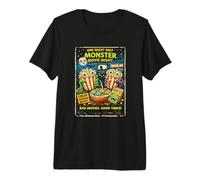 Diseño Película Horror Retro con Palomitas Monstruo Drive-In Camiseta Premium