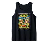 Diseño Película Horror Retro con Palomitas Monstruo Drive-In Camiseta sin Mangas