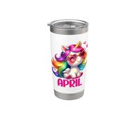 Diseño personalizado con nombre de unicornio de abril Vaso térmico de acero inoxidable de doble pared