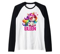 Diseño Personalizado con Nombre de Unicornio Eileen Camiseta Manga Raglan