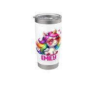 Diseño personalizado con nombre de unicornio Emily Vaso térmico de acero inoxidable de doble pared