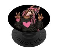 Diseño Pop de Horse Girl Winking Double Peace Sign Streetwear PopSockets PopGrip Adhesivo
