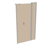 Diseño puerta batiente pura de 4 esquinas con segmento fijo y panel lateral en nicho, anchura:100cm altura:190cm, montaje a izquierda y derecha, 8P7301087378, Cabinas de ducha: Color del perfil plata 