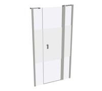 Diseño puerta batiente pura de 4 esquinas con segmento fijo y panel lateral en nicho, anchura:100cm altura:190cm, montaje a izquierda y derecha, 8P7301087375, Cabinas de ducha: Color de perfil plata m