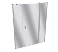 Diseño puerta batiente pura de 4 esquinas con segmento fijo y panel lateral en nicho, anchura:160cm altura:200cm, montaje a izquierda y derecha, 8P7310087380, Cabinas de ducha: Color de perfil cristal