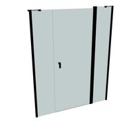 Diseño puerta batiente pura de 4 esquinas con segmento fijo y panel lateral en nicho, anchura:160cm altura:200cm, montaje a izquierda y derecha, 8P7310123316, Cabinas de ducha: Color del perfil Negro 