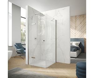 Diseño puerta batiente pura de 4 esquinas con segmentos fijos con herraje, anchura:90cm altura:197cm, montaje a la izquierda, 8P9003123373, Cabinas de ducha: Color de perfil Negro Edition Cristal ESG 