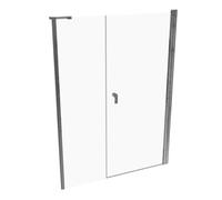 Diseño pura puerta batiente de 4 esquinas con panel lateral en hueco, anchura:140cm alto:190cm bisagra izquierda y derecha, 8P7205092321, Cabinas de ducha: Color de perfil Cristal cromado brillante ES