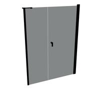 Diseño pura puerta batiente de 4 esquinas con panel lateral en hueco, anchura:140cm alto:190cm bisagra izquierda y derecha, 8P7205123368, Cabinas de ducha: Color del perfil Black Edition Cristal ESG G