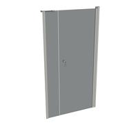 Diseño puro puerta batiente de 4 esquinas con panel lateral en hueco, anchura:100cm altura:190cm bisagra izquierda y derecha, 8P7202087368, Cabinas de ducha: Color del perfil plata mate Vidrio ESG gri