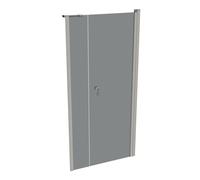 Diseño puro puerta batiente de 4 esquinas con panel lateral en hueco, anchura:90cm altura:190cm bisagra izquierda y derecha, 8P7201087368, Cabinas de ducha: Color del perfil plata mate Vidrio ESG gris