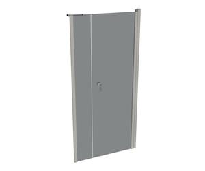 Diseño puro puerta batiente de 4 esquinas con panel lateral en hueco, anchura:90cm altura:190cm bisagra izquierda y derecha, 8P7201087368, Cabinas de ducha: Color del perfil plata mate Vidrio ESG gris