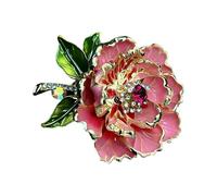 Diseño realista y elegante broche de peonía para mujer con detalles decorativos de perlas para mejorar tu armario