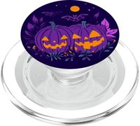Diseño Redondo de Noche de Calabaza Morada Espeluznante PopSockets PopGrip para MagSafe