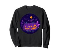 Diseño Redondo de Noche de Calabaza Morada Espeluznante Sudadera