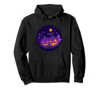 Diseño Redondo de Noche de Calabaza Morada Espeluznante Sudadera con Capucha