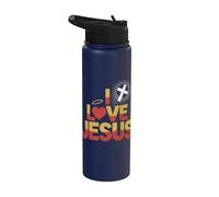 Diseño religioso «I Love Jesus Heart Cross» Stainless Steel Insulated Water Bottle