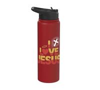 Diseño religioso «I Love Jesus Heart Cross» Stainless Steel Insulated Water Bottle