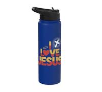 Diseño religioso «I Love Jesus Heart Cross» Stainless Steel Insulated Water Bottle