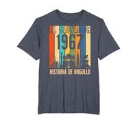 Diseño Retro 1967: Un Homenaje a Mis Raíces Salvadoreñas Camiseta, Hombre Tallas Grandes, Azul Jaspeado, 5X Alto