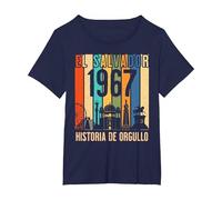 Diseño Retro 1967: Un Homenaje a Mis Raíces Salvadoreñas Camiseta, Mujer Tallas Grandes, Azul Marino, 3XL Grande
