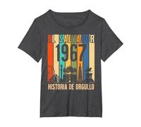 Diseño Retro 1967: Un Homenaje a Mis Raíces Salvadoreñas Camiseta, Mujer Tallas Grandes, Jaspeado Oscuro, 3XL Grande