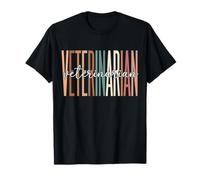 Diseño Retro Colorido de Texto Veterinario apilado Camiseta
