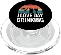 Diseño Retro con Texto «I Love Day Drinking» al Atardecer PopSockets PopGrip para MagSafe