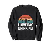 Diseño Retro con Texto «I Love Day Drinking» al Atardecer Sudadera