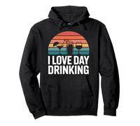 Diseño Retro con Texto «I Love Day Drinking» al Atardecer Sudadera con Capucha