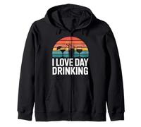 Diseño Retro con Texto «I Love Day Drinking» al Atardecer Sudadera con Capucha