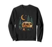 Diseño retro de aventura nocturna de caravana y bosque Sudadera