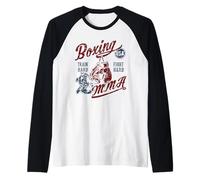 Diseño Retro de Boxeo MMA USA Vintage Estilo Envejecido Camiseta Manga Raglan