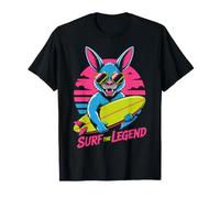 Diseño Retro de Conejito de Surf The Legend, Color neón Camiseta