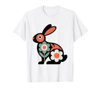 Diseño Retro de Conejo Floral Vintage para Amantes de la Naturaleza Camiseta
